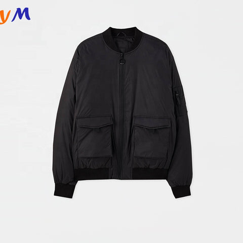 High Quality Custom Brand Multi Pockets Double Layered Winter Season Zip Up Cargo Style Mens Bomber Jacket with Flap Pockets