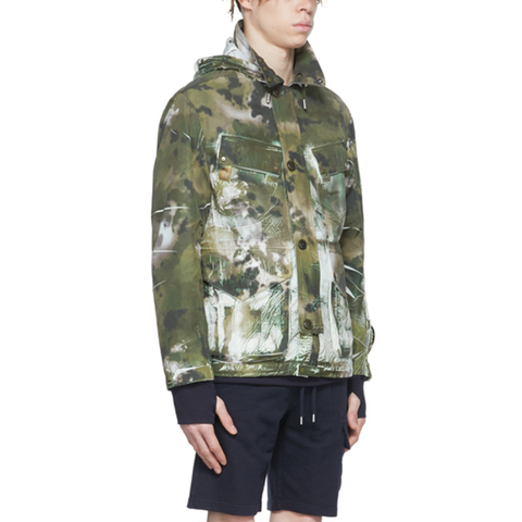 OEM Custom Design Detachable Hood Button Up All Over Printed Regular Fit Multi Pockets Men Designer Jacket