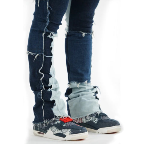 High Quality Wholesale Stylish Designers Custom Mens Ripped Destroyed Demin Patchwork Skinny Slim Jeans