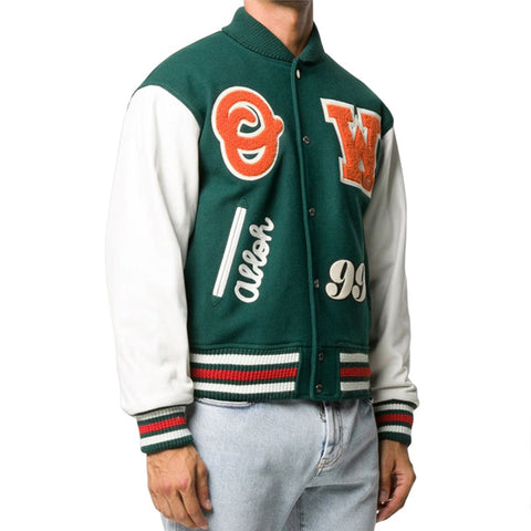 Custom 2022 Winter Coats Leather Sleeve Young Men Chenille Embroidery Varsity Jackets