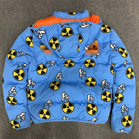 OEM/ODM Custom 2022 Winter Men Quilted Coats Windproof Allover Print Thick Warm Jackets Hooded Full Zip UP Puffer Jackets