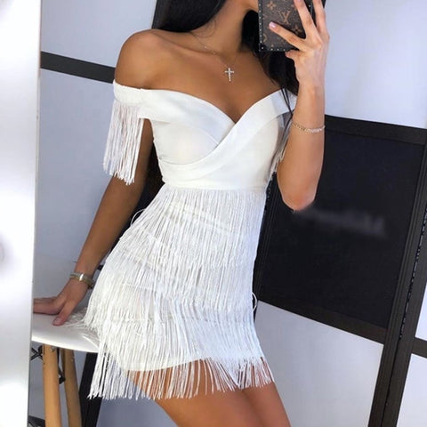 Custom 2022 Summer White Fringe Celebrity Dress Sexy Women Evening Runway Party Dresses Tassels Club Dress