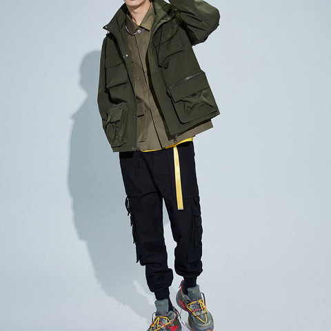 OEM Custom Wholesales Windproof Outwear Fashion Casual Tops Oversize Hoodie Multiple Pockets Tooling Coat Men Work Jacket