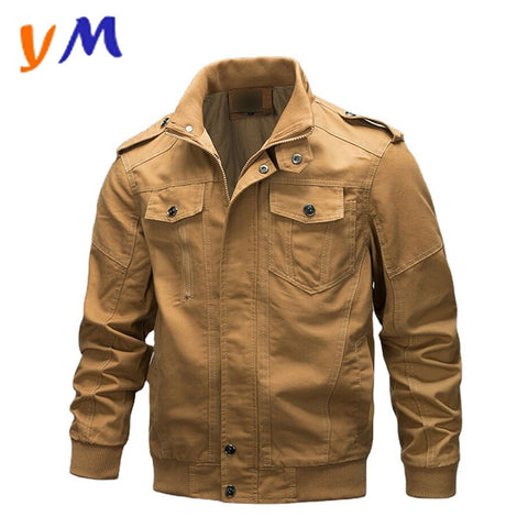 OEM custom high quality wholesales plus size outdoor casual washed cotton multi-pockets military jackets with shoulder straps