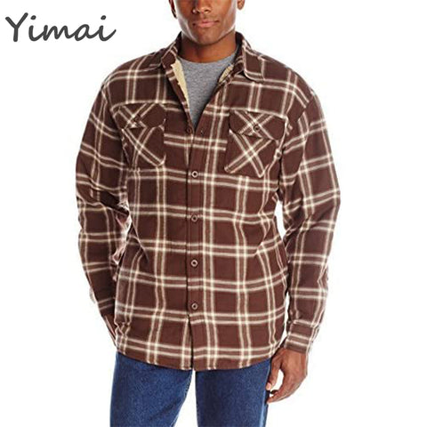 OEM custom wholesale warm casual plaid shirts turn down collar single breasted overshirts Long Sleeve Sherpa Lined Shirt Jacket