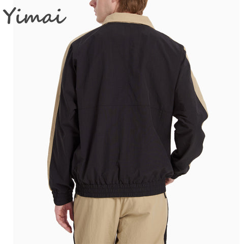 Custom High Quality Windproof Stand Collar Trend Colorblock Elastic Tunic Men Designer Jacket