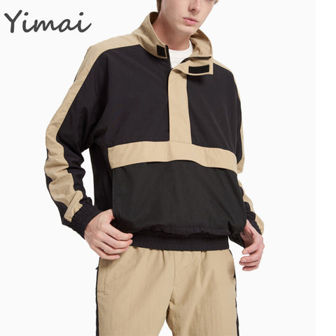 Custom High Quality Windproof Stand Collar Trend Colorblock Elastic Tunic Men Designer Jacket