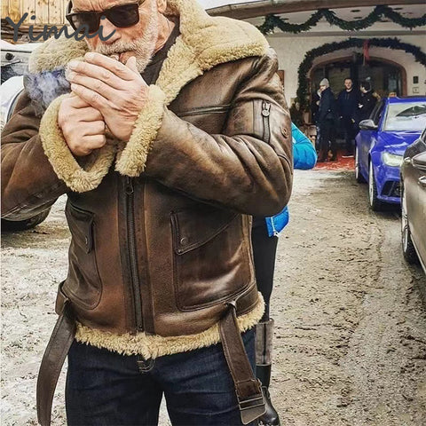 new arrivals comfortable faux fur coat fleece zip up leather jackets for men warm wear winter motorcycle men designer jacket