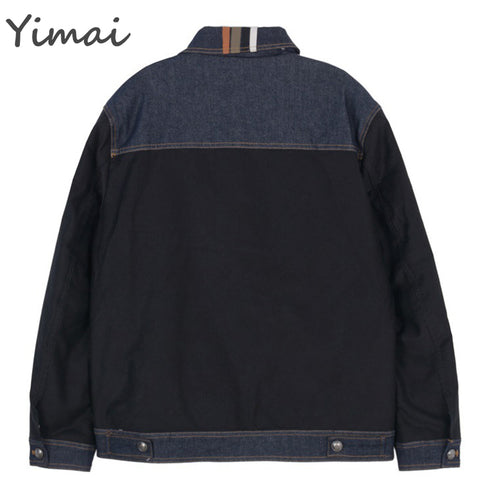 High Quality Custom Winter Stitching Jacket Casual Streetwear Lightweight Windproof Denim Jacket For Men