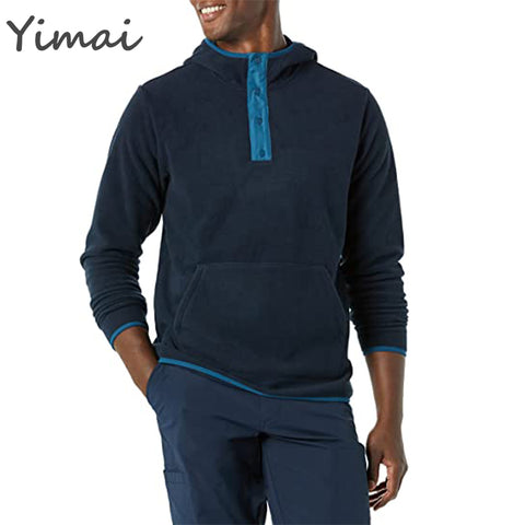 OEM Custom Factory Wholesale High Quality Snap-Front Pullover Hooded Outdoor Casual Men Designer Fleece Jacket