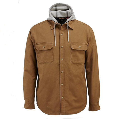Custom 2022 Winter Fleece Jacket Plus Size Camel Cotton Canvas Hooded Shirt Jackets Work Jacket Men