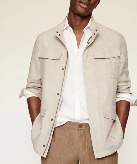OEM Wholesale customized logo 100% linen saharan jacket cotton mens fashion work jackets
