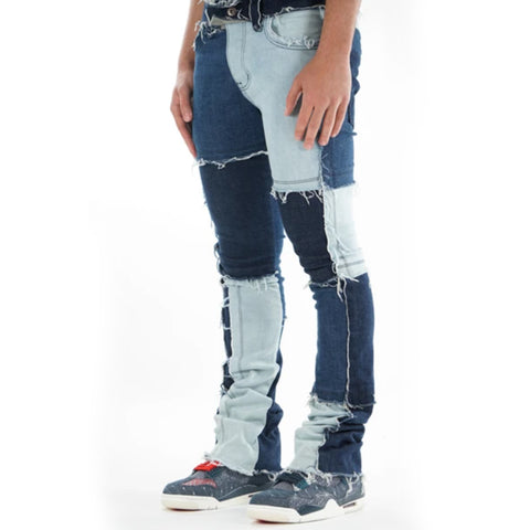 High Quality Wholesale Stylish Designers Custom Mens Ripped Destroyed Demin Patchwork Skinny Slim Jeans