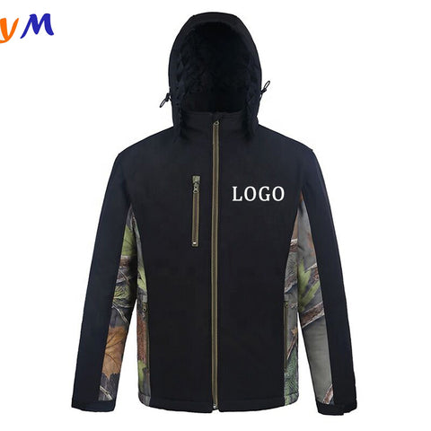 New arrival wholesale high quality breathable manufacturer men's hunting winter wear padding camouflage zip up softshell jackets