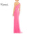 Wholesale Women Asymmetrical Neck Baby Pink Fitting Elegant Luxury Party Prom Gowns Maxi Long Dress