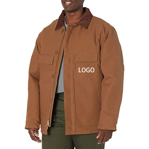 OEM Wholesale customized logo 100% cotton mens fashion work jackets with sleeve pocket