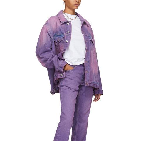 Newly Arrival Stylish Women High Fashion Streetwear Long Sleeves Faded Denim Pouch Designed Distressed Jeans Coat