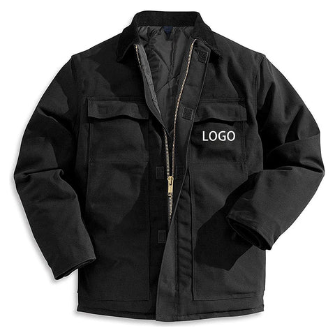 OEM Wholesale customized logo 100% cotton mens fashion work jackets with sleeve pocket