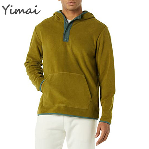 OEM Custom Factory Wholesale High Quality Snap-Front Pullover Hooded Outdoor Casual Men Designer Fleece Jacket