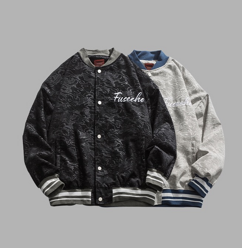OEM Chhina Factory Wholesale custom logo printed embroidered v neck crop black dobby causal baseball men jacket