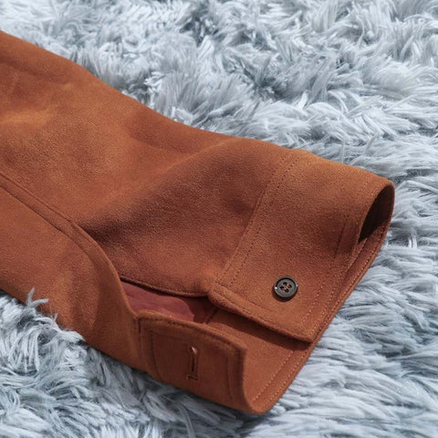 Custom 2022 Winter Men's Thick Coats Brown Plus Size Quilted Soft Suede Leather Work Jackets