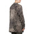 Camouflage Jacket Patchwork Zip Convertible O Neck Brown Tone Long Sleeves Front Pockets Plus Size Straight Silhouete Coat