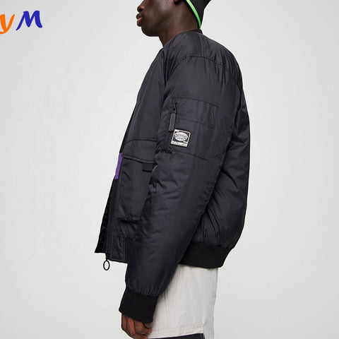 High Quality Custom Brand Multi Pockets Double Layered Winter Season Zip Up Cargo Style Mens Bomber Jacket with Flap Pockets