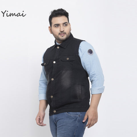 Wholesale Streetwear Cowboy Fashion Big and Tall Black Denim Vest Sleeveless Jean Jacket Waistcoat for Men