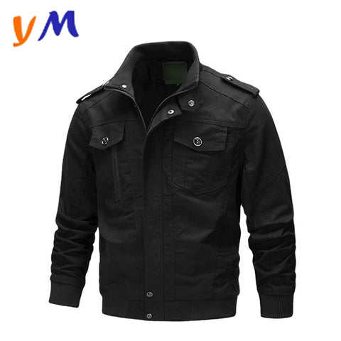 OEM custom high quality wholesales plus size outdoor casual washed cotton multi-pockets military jackets with shoulder straps