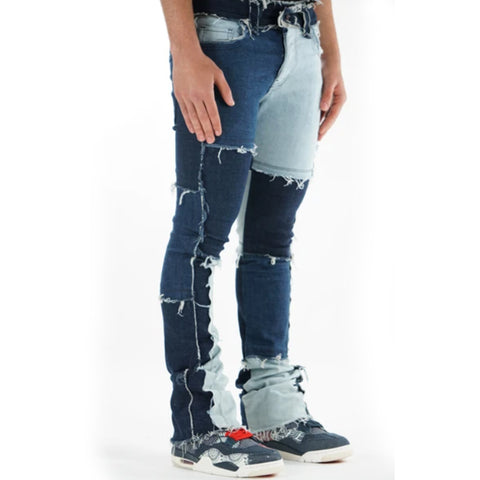 High Quality Wholesale Stylish Designers Custom Mens Ripped Destroyed Demin Patchwork Skinny Slim Jeans