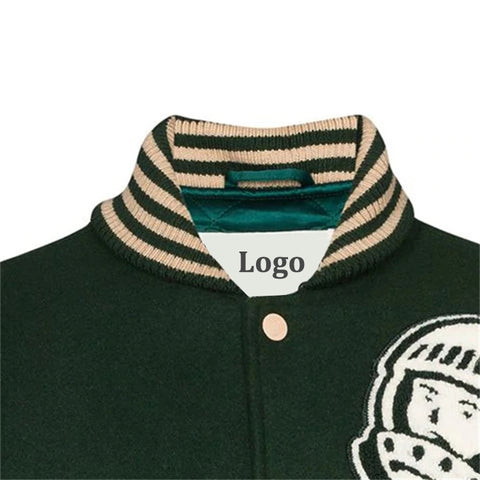 OEM logo patchwork Long sleeve patch embroidered college bomber flight baseball jacket for men