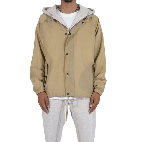Custom Plus Size Men's Twill Jacket Coats Snap Cinch Closure Cotton Cinches French Terry Hooded Coaches Jackets Man