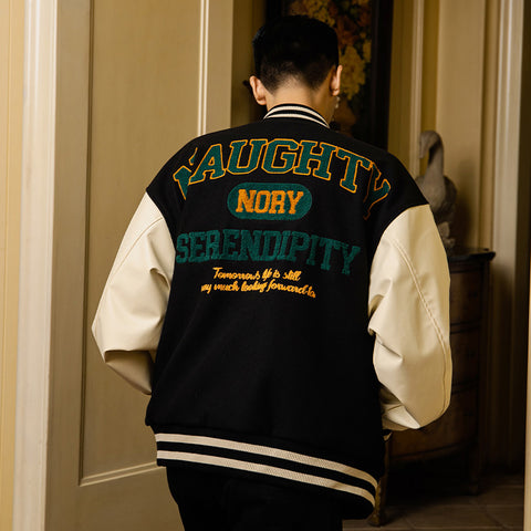 Wholesale Custom 2022 Winter Men Letters Patchwork Bomber Jackets Cool Baseball Jackets Chenille Embroidery Varsity Jackets
