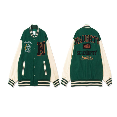 Wholesale Custom 2022 Winter Men Letters Patchwork Bomber Jackets Cool Baseball Jackets Chenille Embroidery Varsity Jackets