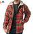 High End Brand Custom Winter Clothing Men Checked Plaid Pattern Buttons Fur Jacket with Cotton Hood and Side Pockets