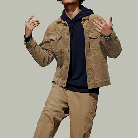 New Arrival Cool Mens Winter Jacket Coat Snaps Turn Down Collar Classic Corduroy Work Jackets Man