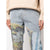 Custom top quality men's vintage denim blue digital photo print straight leg slim fit jeans trousers