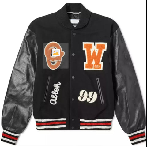 Custom 2022 Winter Man's Coats Leather Sleeve Letters Varsity Jackets Baseball Sports Chenille Embroidery Bomber Jackets
