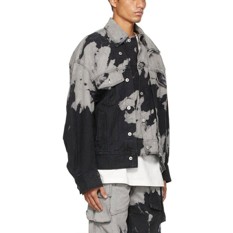 OEM Custom High Quality Tie Dye Street-Ready Style Outdoor Windproof Button Up Oversized Men Denim Jacket