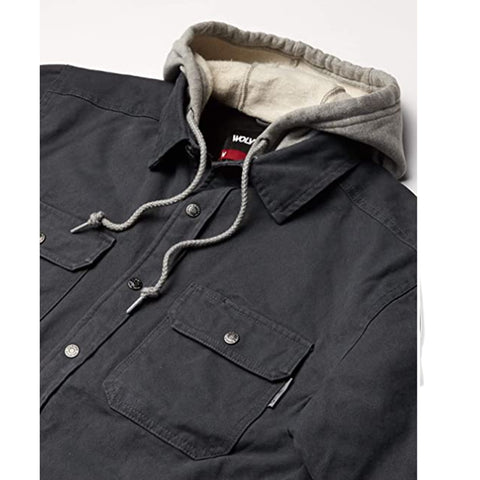 Custom 2022 Winter Fleece Jacket Plus Size Camel Cotton Canvas Hooded Shirt Jackets Work Jacket Men