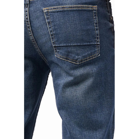 Chinese Custom Factory Man's New Style Jeans Casual Slim Straight Pants Long Trousers Dark Blue Men Denim Jean