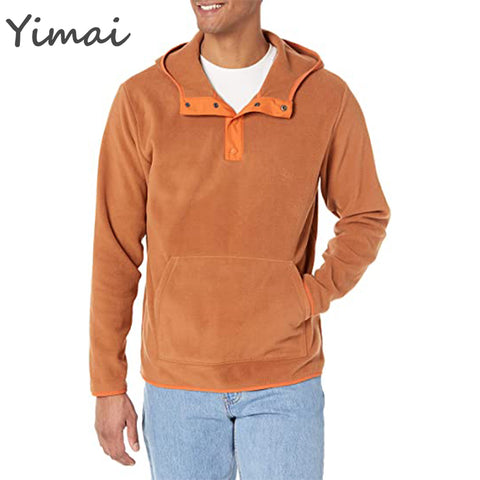 OEM Custom Factory Wholesale High Quality Snap-Front Pullover Hooded Outdoor Casual Men Designer Fleece Jacket