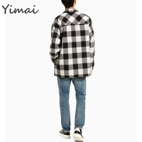 OEM custom high quality single breasted fashionable plaid turn down collar plus size mens designer jacket