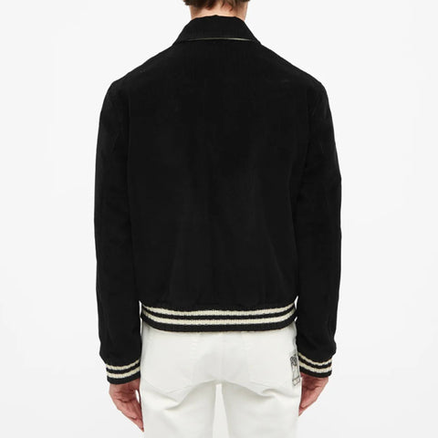 Custom Men's Logo Print Black Winter Outfits Bomber Jackets Baseball Corduroy Varsity Jackets 2022