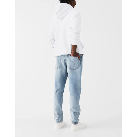 OEM Custom Logo High Quality Drawstring Waistband Hybrid Regular Tapered Joggers Men's Stretch Denim Pants