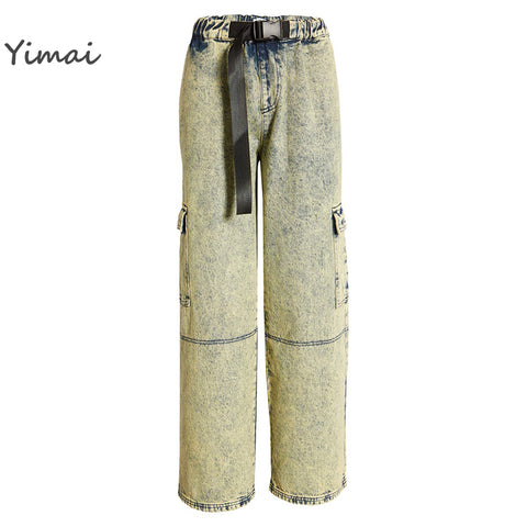 OEM good quality 100% cotton grungy wash modern relaxed fit big jeans with cargo pockets for men