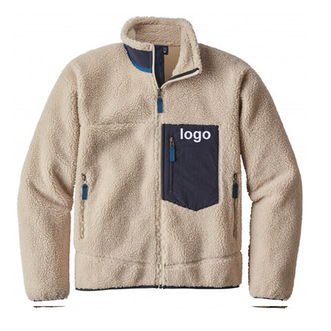 OEM Custom Casual Warm Thick Winter Zip UP Coats Men High Quality French Classic Soft Fleece Jackets Man