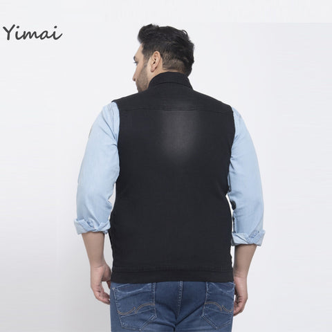 Wholesale Streetwear Cowboy Fashion Big and Tall Black Denim Vest Sleeveless Jean Jacket Waistcoat for Men