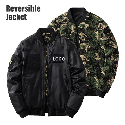 OEM custom wholesale breathable crew neck winter mens black velvet warm reversible bomber varsity jacket for men