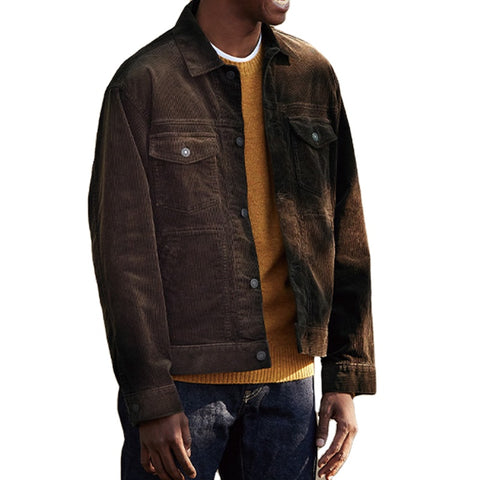 New Arrival Cool Mens Winter Jacket Coat Snaps Turn Down Collar Classic Corduroy Work Jackets Man